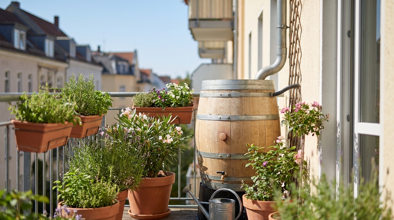 récupérateur eau de pluie terrasse balcon appartement - Image de couverture