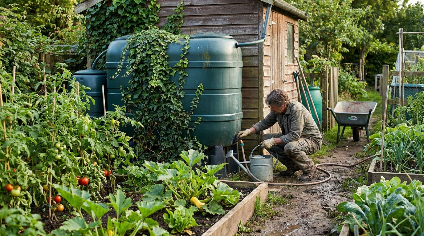 récupérateur eau de pluie grande capacité usage jardin potager en situation réelle