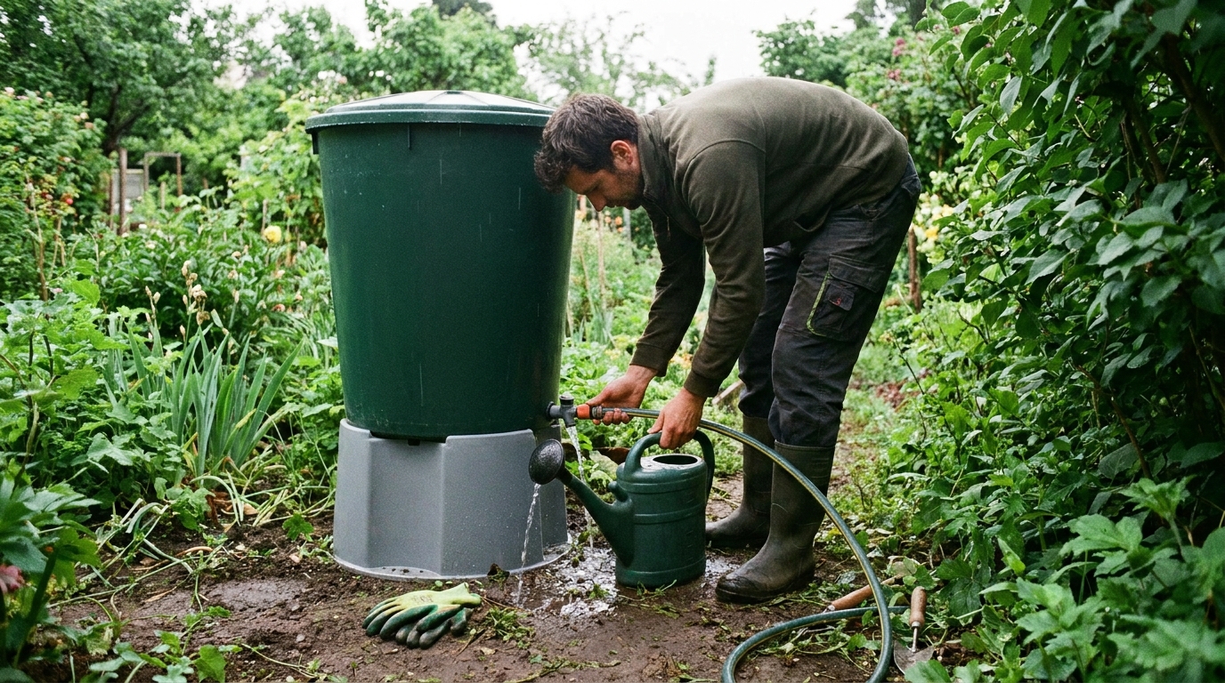 rehausse récupérateur eau de pluie utilité - Image de couverture