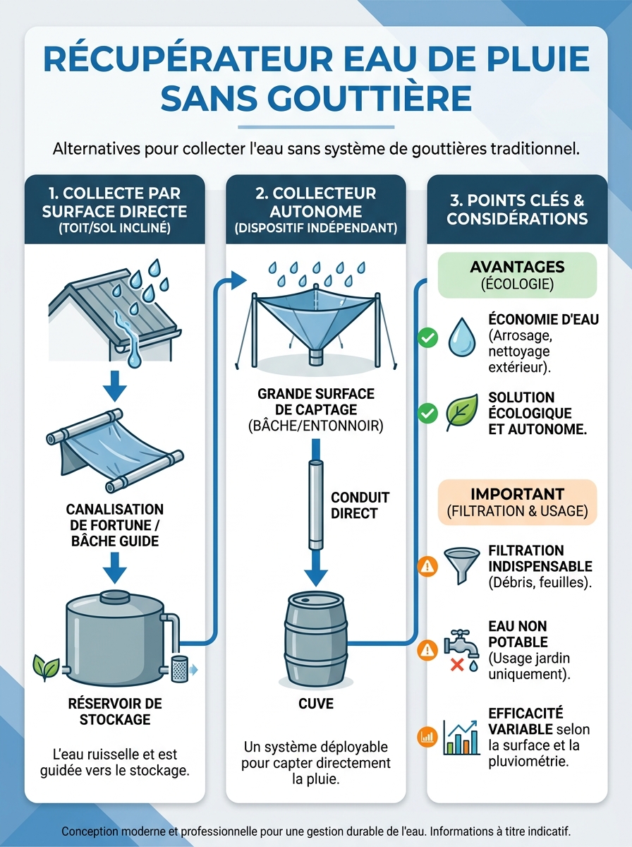 Infographie récupérateur eau de pluie sans gouttière